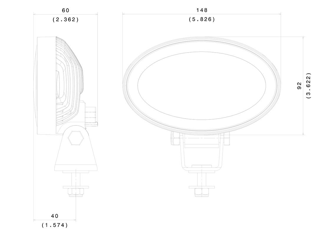 Phare de travail LED 1000 Lumen ovale